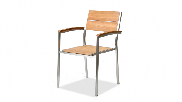 Stainless steel chair teak a, 2 pieces
