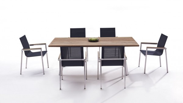Stainless steel dining group set leon 6 - black