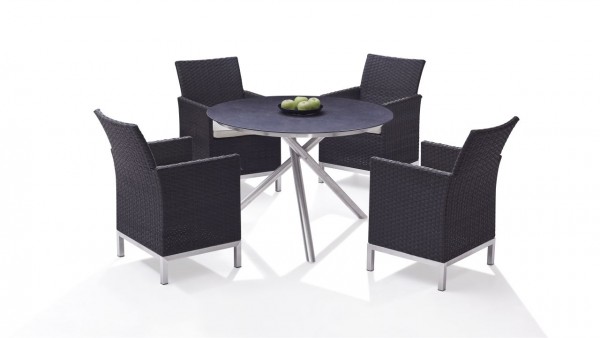 Stainless steel dining group set albi 4 - anthracite