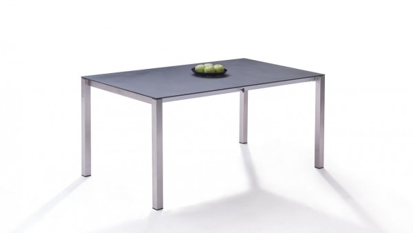 Stainless Steel Dining Table Granite glass, extendable (160/220)