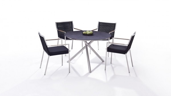 Stainless steel dining group set zamora 4 - black