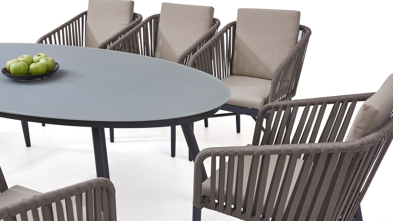 Alu Essgruppe Sudbury 8 graubraun LivingZone Exklusive Gartenmöbel