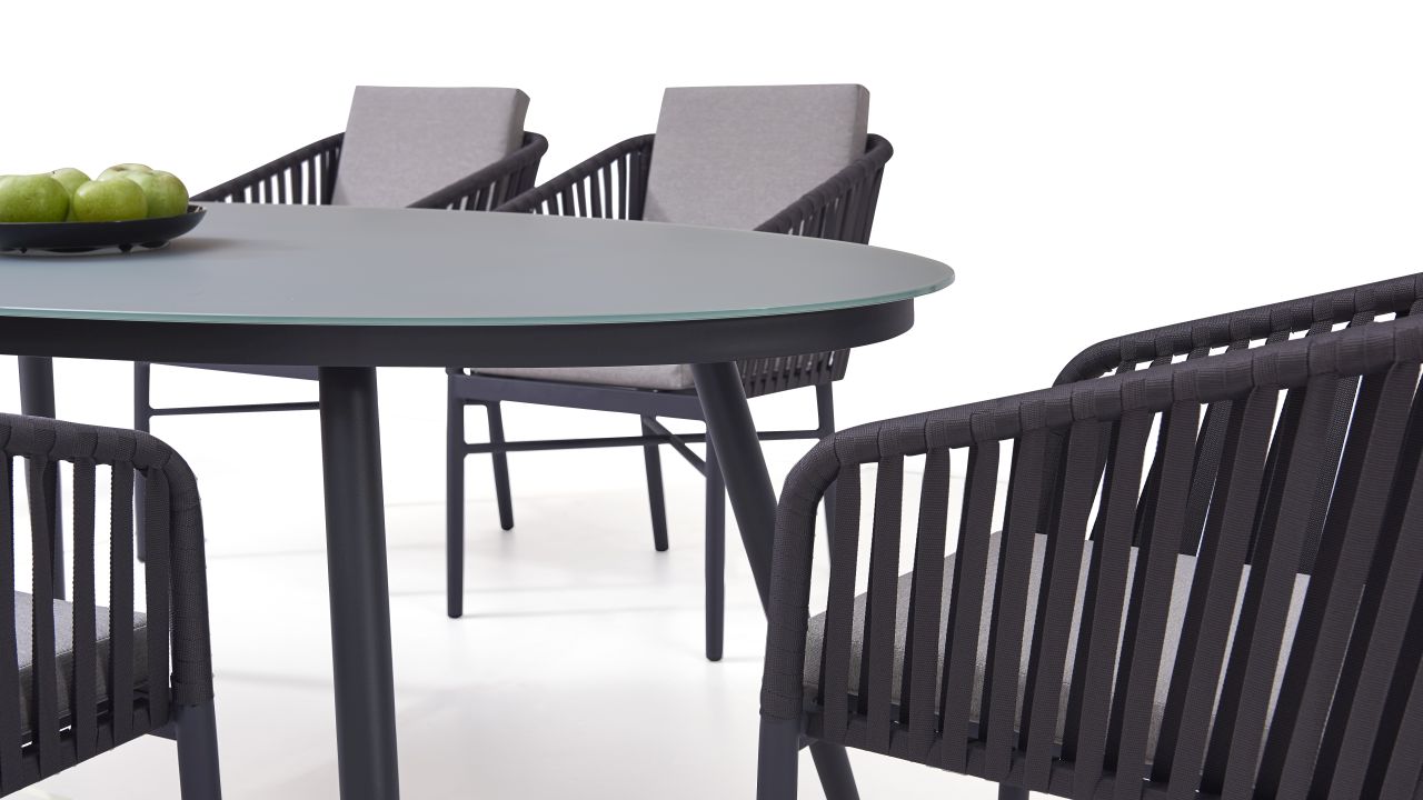 Alu Essgruppe Sudbury 6 anthrazit LivingZone Exklusive Gartenmöbel