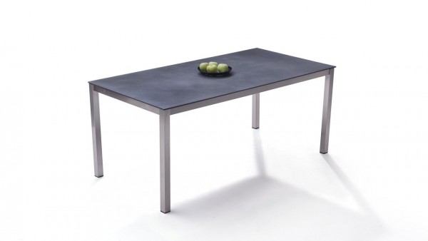 table à manger en inox et plaque en verre granit 180 cm - anthracite
