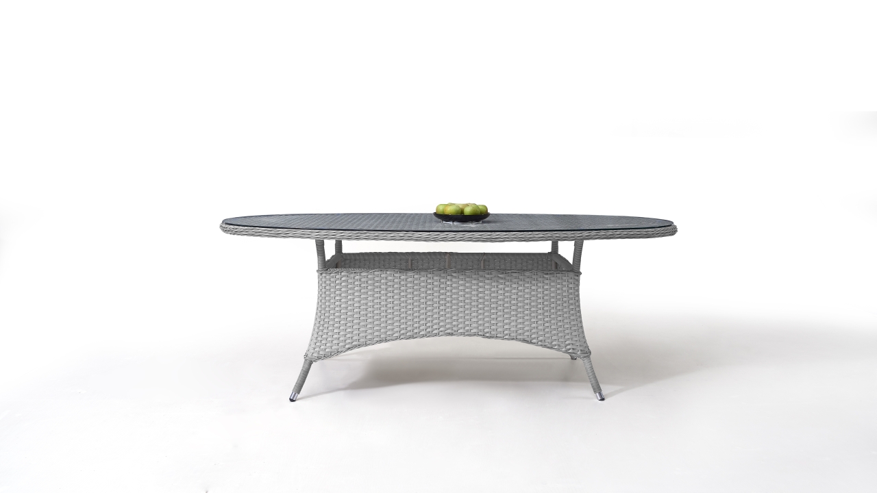 Polyrattan Esstisch Klassik 210 Cm Oval Grau Satiniert Living Zone Gartenmobel Living Zone