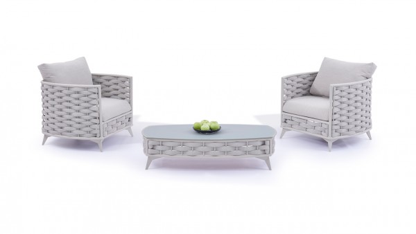 Aluminium seating group set lilou - silk grey