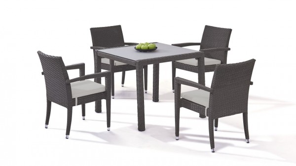 Polyrattan dining group set contracta 4 - anthracite