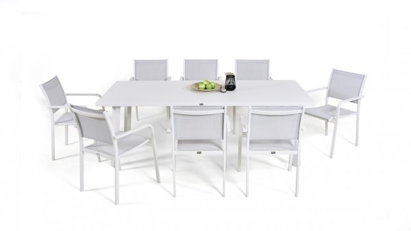Aluminium dining group set brasilia 8 - white