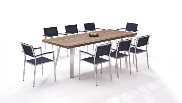 Stainless steel dining group set alicante 8 - black