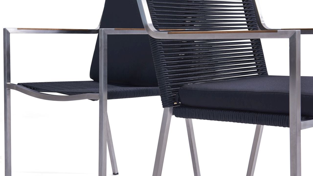 Edelstahl Stuhl Rope L, 2 Stück | Living-Zone Gartenmöbel | LIVING-ZONE