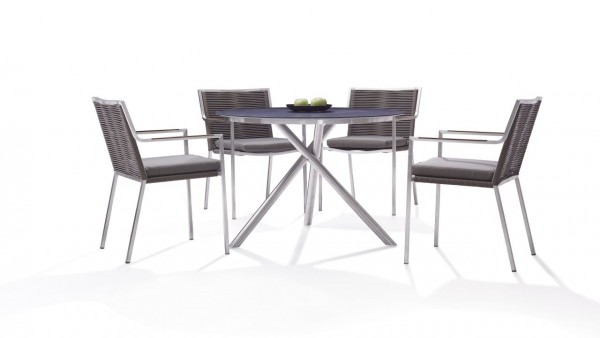 Stainless steel dining group set zamora 4 - grey-brown