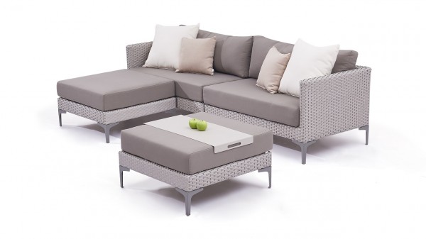 Polyrattan Sitzgruppe Slim Dreamcatcher - grau satiniert