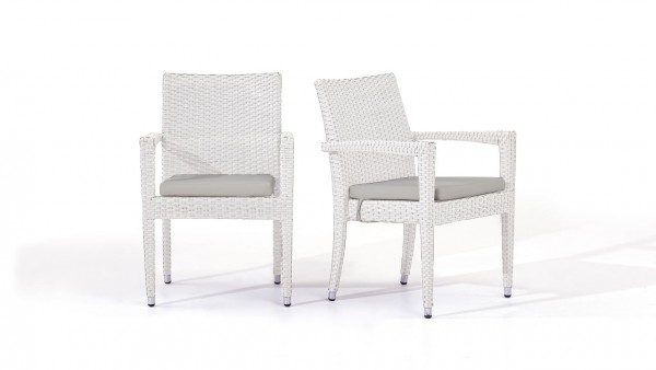 chaise en polyrotin Shero, 2 pièces - blanc satiné