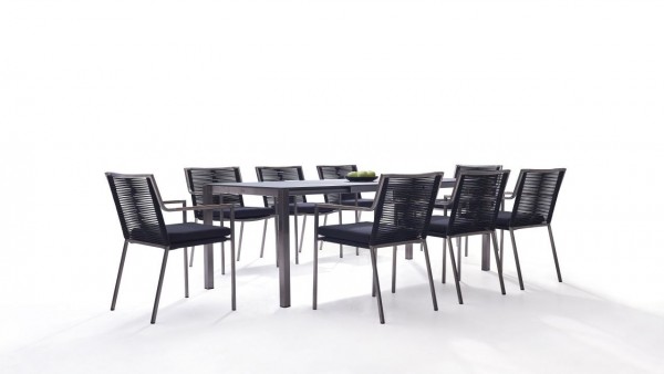 Stainless steel dining group set bilbao 8 160/ 220 - black