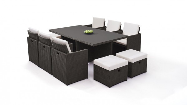 Polyrattan Essgruppe Bodiner 6+4 - anthrazit