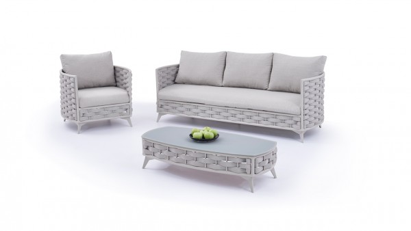 Aluminium seating group set chloé - silk grey