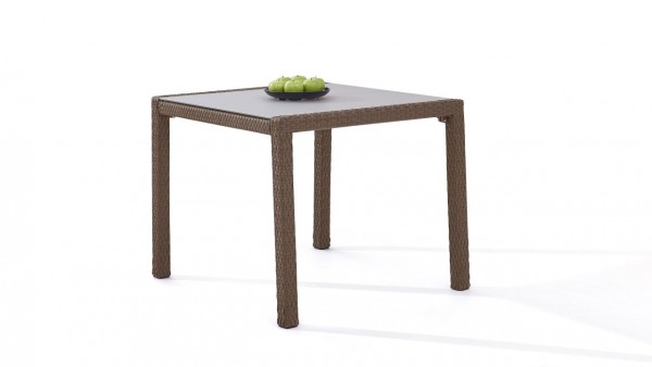 Polyrattan dining table 90 cm - nut brown