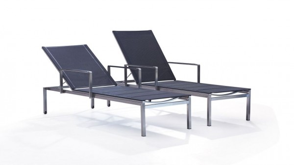 transat en inox Malaga, 2 pièces - noir