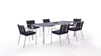 Edelstahl Essgruppe Bilbao 6 160/ 220 - schwarz