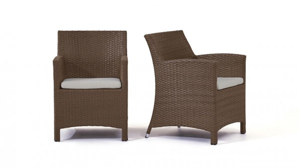 chaise en polyrotin Mulee, 2 pièces - brun noisette