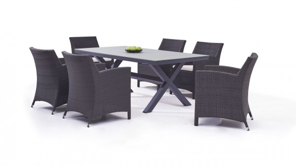 Polyrattan Essgruppe Milos 6 - anthrazit