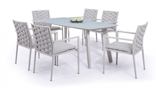 Aluminium dining group set coco 6 - silk grey