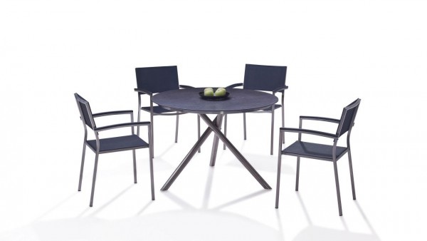 Stainless steel dining group set merida 4 - black