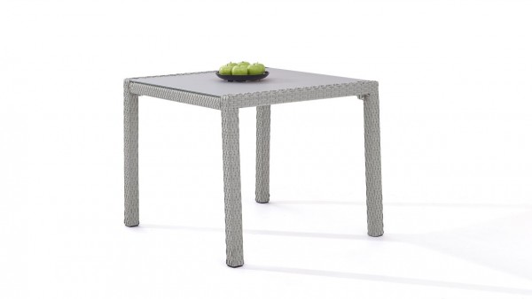 table à manger en polyrotin 90 cm - gris satiné