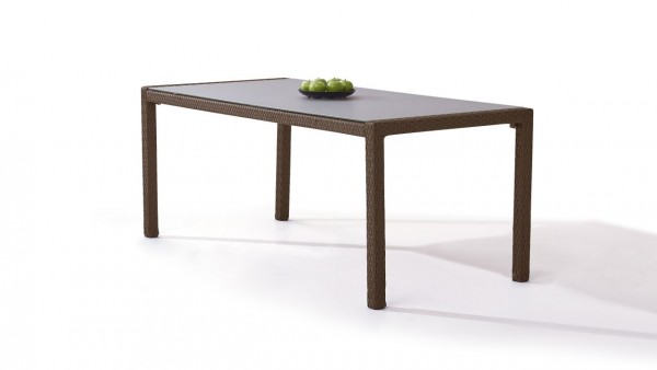 Polyrattan dining table 180 cm - nut brown