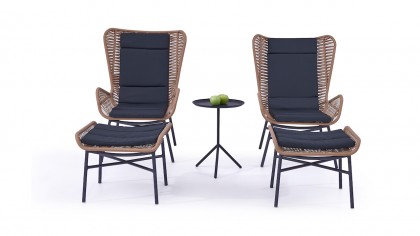 Polyrattan Sitzgruppe Mistral 1+1 - karamell | Living-Zone Exklusive